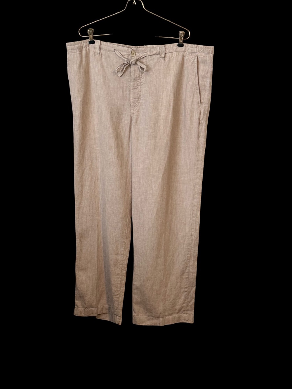 Perry Ellis Linen Pants Mens 38 Beige Drawstring Chino Lightweight Beach